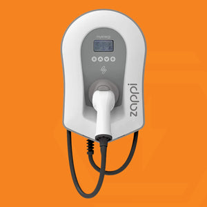 ZAPPI Multiphase (7kW/22kW) Tethered White with tethered 6.5m cable